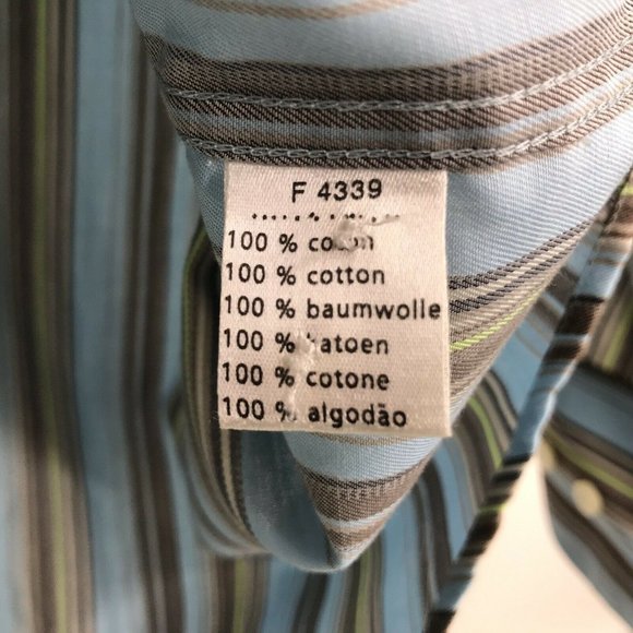 Lacoste Button Front L Blue Striped Long Sleeve - Picture 6 of 8